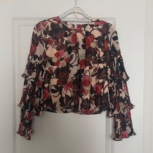 Nanette Lepore Floral Ruffle Sleeve Blouse